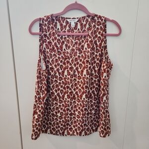Nine West Leopard Print Tank Top - Red and White